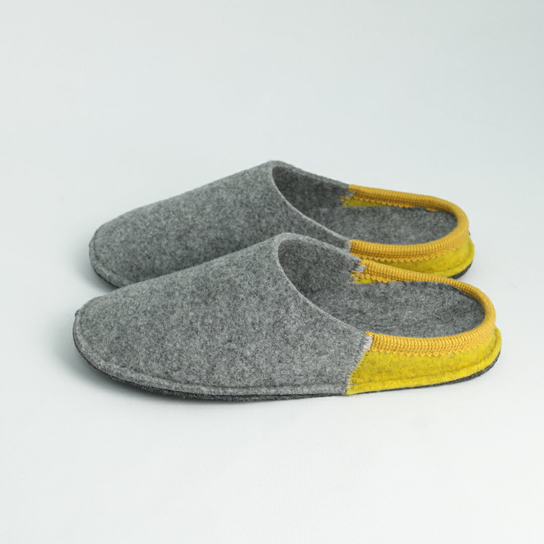 ［LeClare ］NUVOLA BICO イタリア製 ルームシューズ Gray / yellow M：約24cm L：約26.5cm