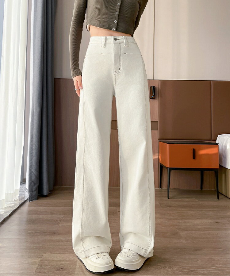 24h限定【全品30%OFFクーポン】 ホワイトワイドデニムパンツ hd51n054a