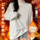 【予約商品】フリース Tシャツ 長袖 タートルネック レディース もちもち 裏起毛 裏フリース ボトルネック ゆったり レイヤード 重ね着 体型カバー ハイネック カットソー ロング ロング丈 フリース 起毛 暖かい Tシャツ プルオーバー 二の腕カバー インナー SEU seu25ft1044