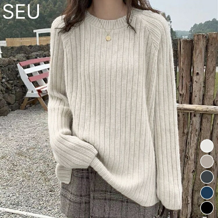 【福袋対象商品】ニット セーター レディース トップス 長袖 クルーネック ゆったり リブニット ス ...