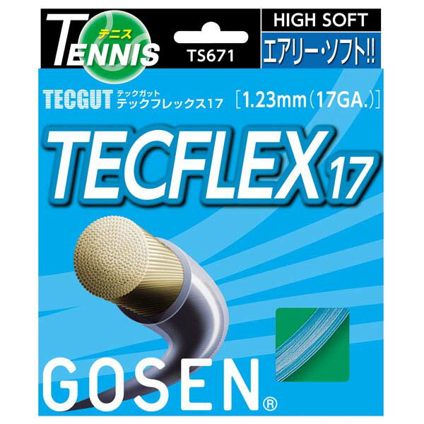 【4日20時から全品3%OFFクーポン&ポイントアップ】 GOSEN ゴーセン テニス 硬式テニス ガット テックガット TECFLEX17 アクア TS671AQ