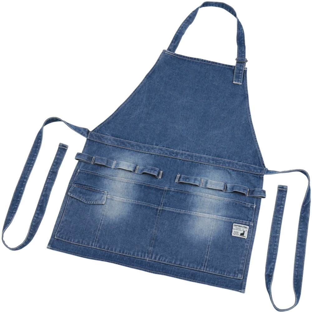 【3日20時からMAX3,000円OFFクーポン&P15倍】 キャプテンスタッグ CAPTAIN STAG アウトドア フィールド エプロン ロング デニム キャンプ BBQ バーベキュー テント設営 UG3266