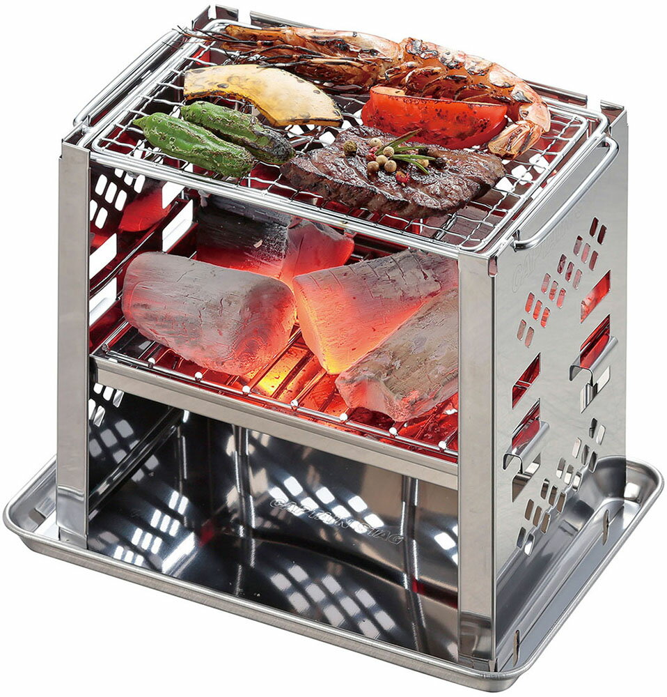 【3日20時からMAX3,000円OFFクーポン&P15倍】 キャプテンスタッグ CAPTAIN STAG アウトドア BBQ ステンレス 角型トレー 小 トレー バーベキュー 調理 料理 キャンプ 器具 道具 炭受け UG3274