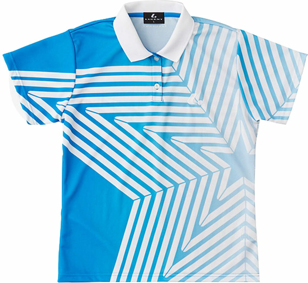 【27日2時までポイントアップ】 ルーセント LUCENT テニス Ladies ゲームシャツ ブルー 青色 女性用 UVカット 吸汗速乾 ポロシャツ 襟付き 半袖シャツ 試合着 Tシャツ トップス 部活動 クラブ活動 XLP4987