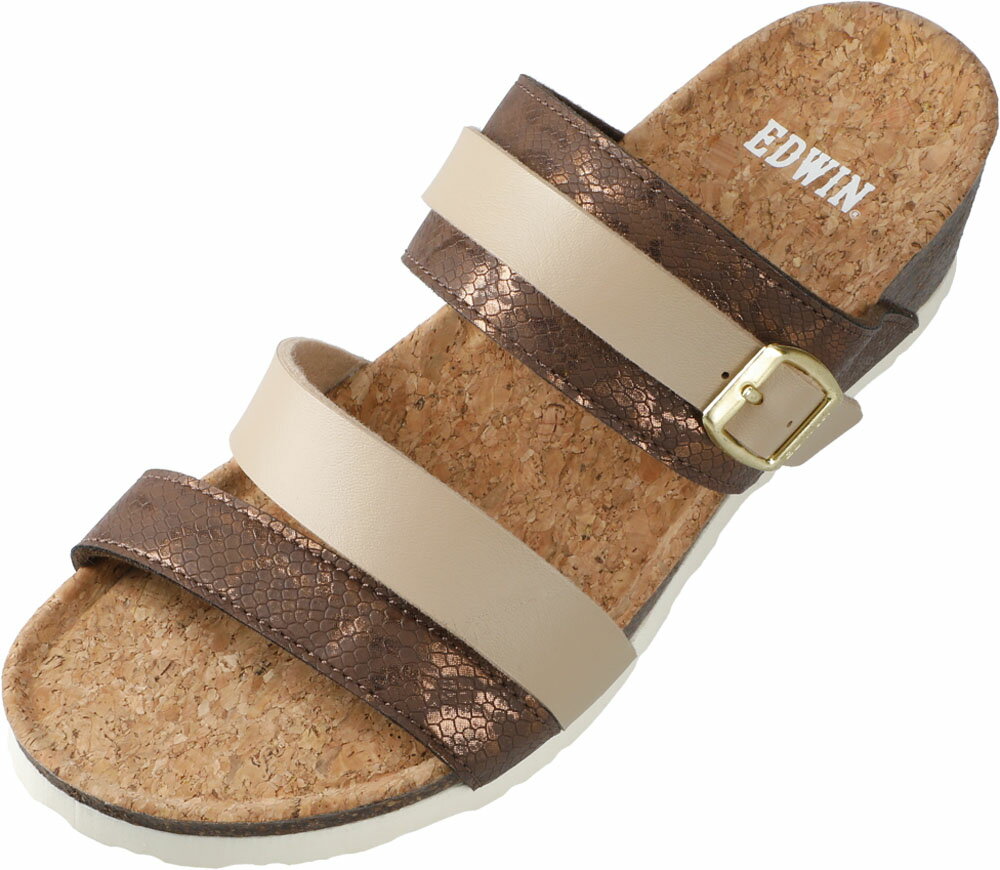 【3日20時からMAX3,000円OFFクーポン&P15倍】 エドウィン EDWIN サンダル レディース EW6012 ヒールサンダル 靴 シューズ 幅広トラップ 歩きやすい コンフォートサンダル 通勤 通学 レジャー トラベル フットウェア EW6012 200