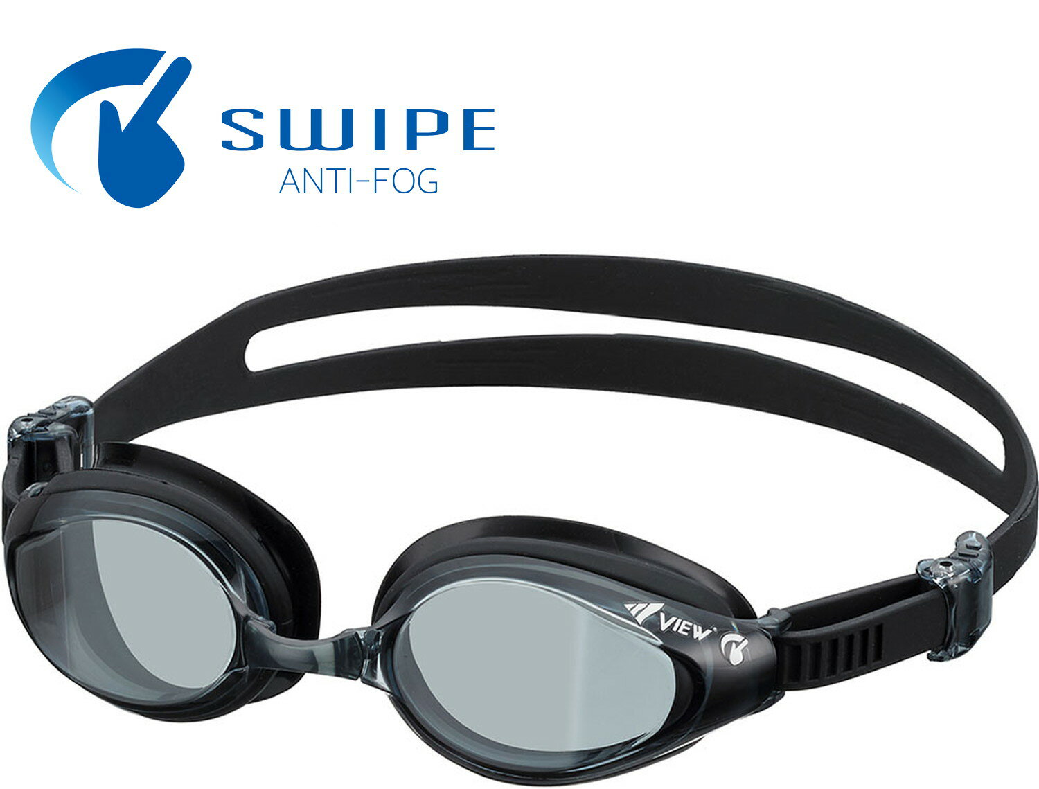 【25日はポイント15倍】 ビュー VIEW スイミング SWIPE フィットネス スイミングゴーグル メンズ レディース フレキシブルフェイスパッド 水中めがね くもり止め トレーニング ストラップ調整 UVカット V640SA BK