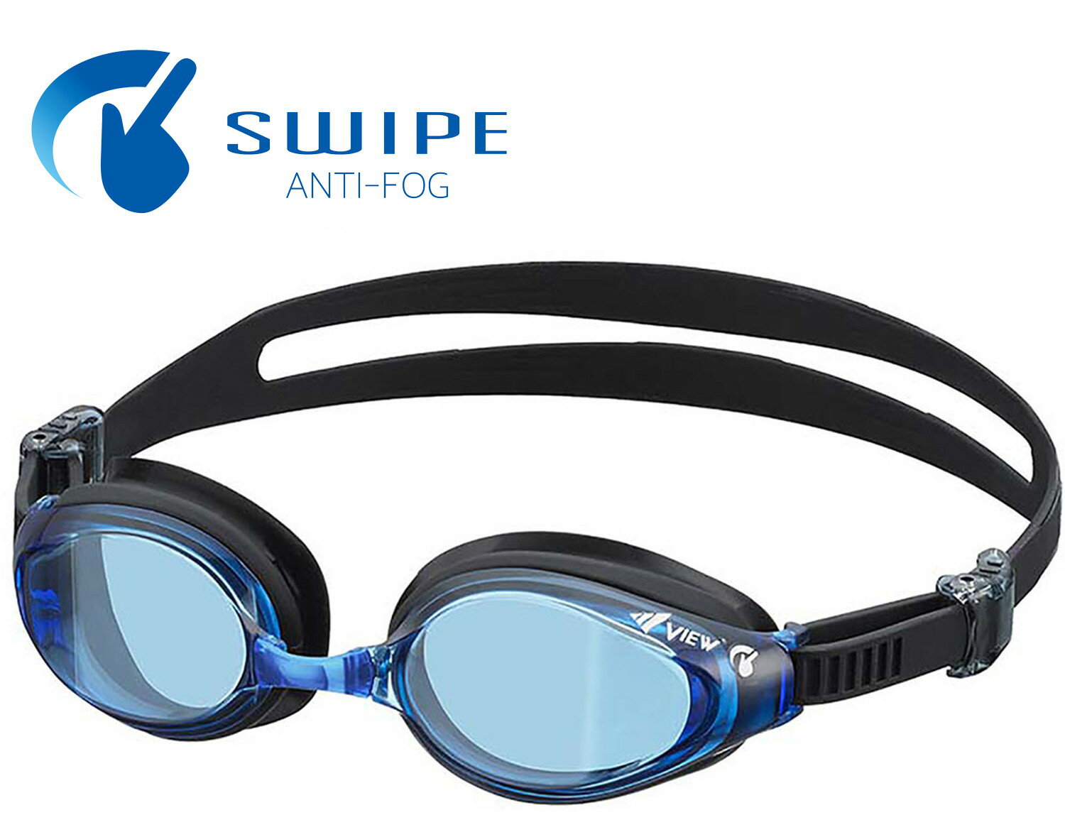 【25日はポイント15倍】 ビュー VIEW スイミング SWIPE フィットネス スイミングゴーグル メンズ レディース フレキシブルフェイスパッド 水中めがね くもり止め トレーニング ストラップ調整 UVカット V640SA BLBK