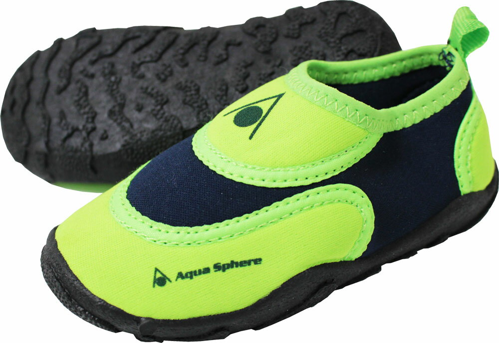 【20日はポイントアップ】 アクアスフィア スイミング ビーチウォーカーキッズ B.GREEN/NAVY 12/12.5cm スノーケリングシューズ 靴 544180