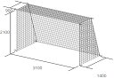 素材：ポリエチレン有結節、440T／36本サイズ：H2100×W3100×D上900×D下1400mm重量：2kg／組仕様：ネットカラー／白、網目／10cm角メーカー希望小売価格はメーカーサイトに基づいて掲載しています。フットサル・ハンドゴールネット・四角目（2張1組）