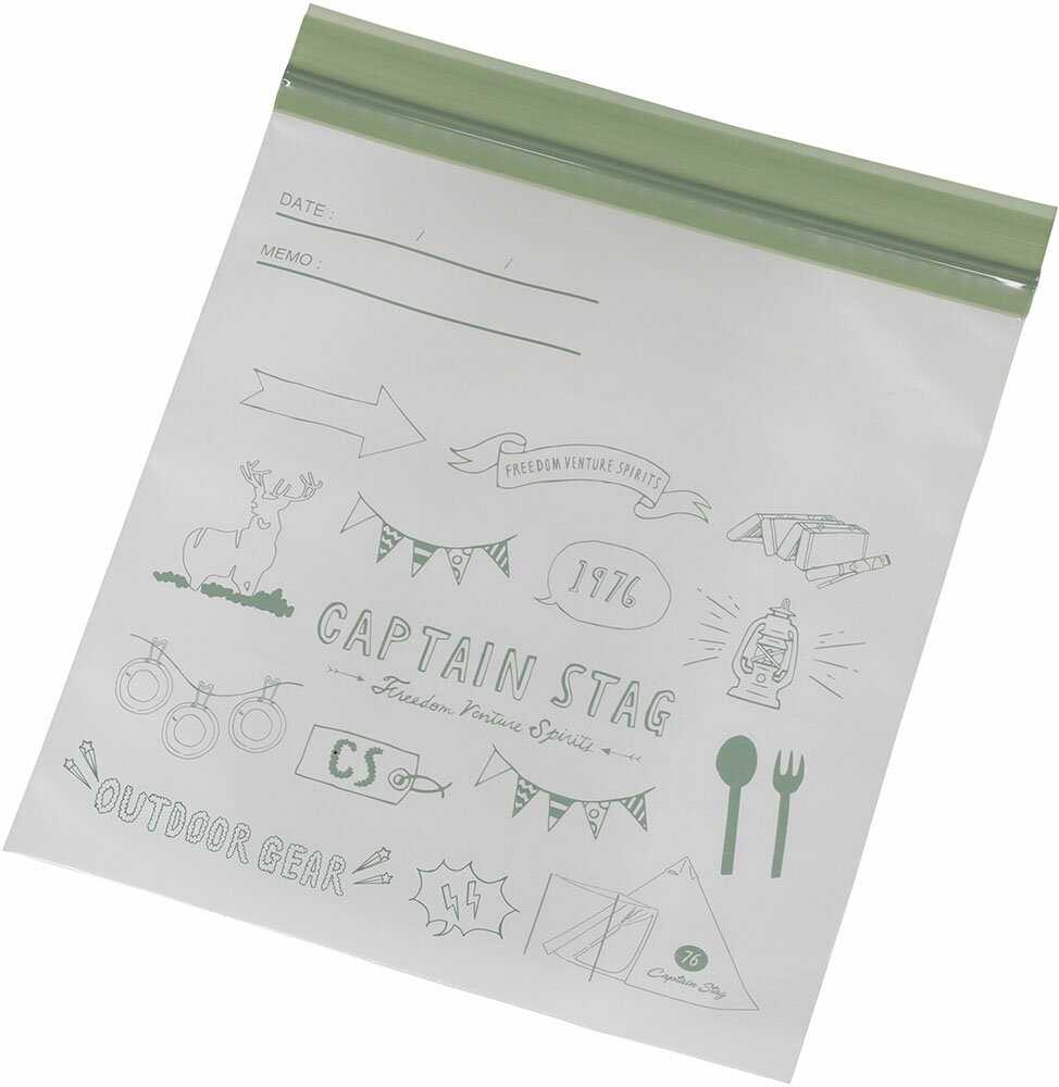 【10日まで1万円以上で5%OFFクーポン&Pアップ】 CAPTAIN　STAG キャプテンスタッグ アウトドア CS フリーザーバッグ M グリーン 40枚 UW2044
