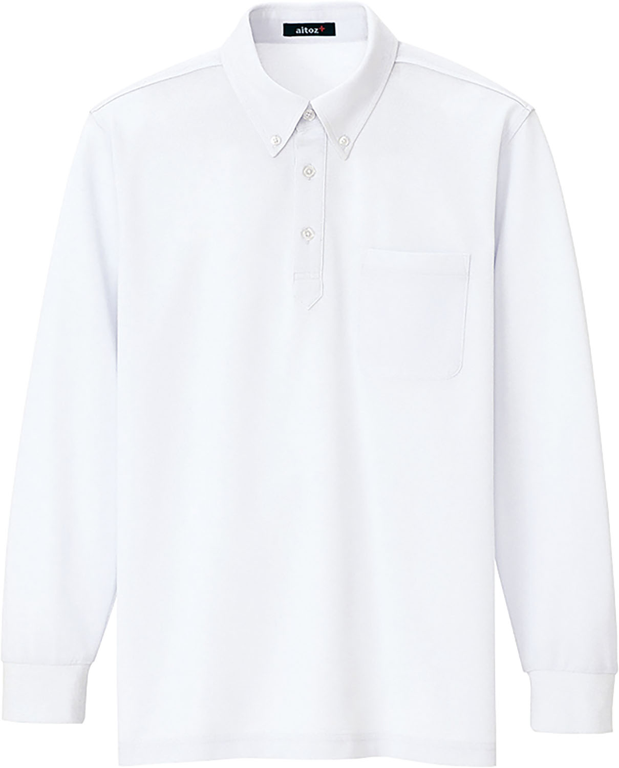 【30日・1日はポイント10倍】 アイトス AITOZ 長袖ボタンダウンポロシャツ トップス ベーシック シンプル 鹿の子 カノコ 消臭テープ 普段使い 屋外 ...