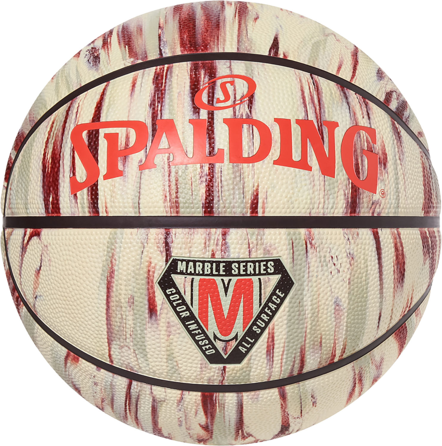 【18日はポイント10倍】 スポルディング SPALDING バスケット マーブル クリーム×スカーレット ラバー SZ5 85358J