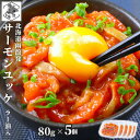【P+2倍 09日20:00-16日9:59迄】 サーモン 珍味 北海道 ユッケ ラー油入 400g (80g×5) 紅鮭 鮭ルイベ漬 塩辛 石狩漬 パック 小...