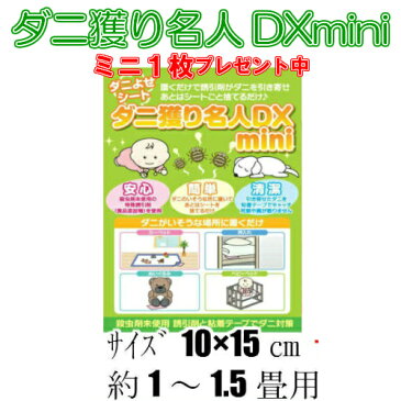 【送料無料！ネコポス限定！】 ダニ獲り名人DX ミニ 10枚セット 15cm×10cm 【防ダニシート ダニ取りマット ダニ取りシート ダニ捕りシート ダニ捕りマット 犬 猫 室内犬 ペット 小動物 アトピー 子育て】