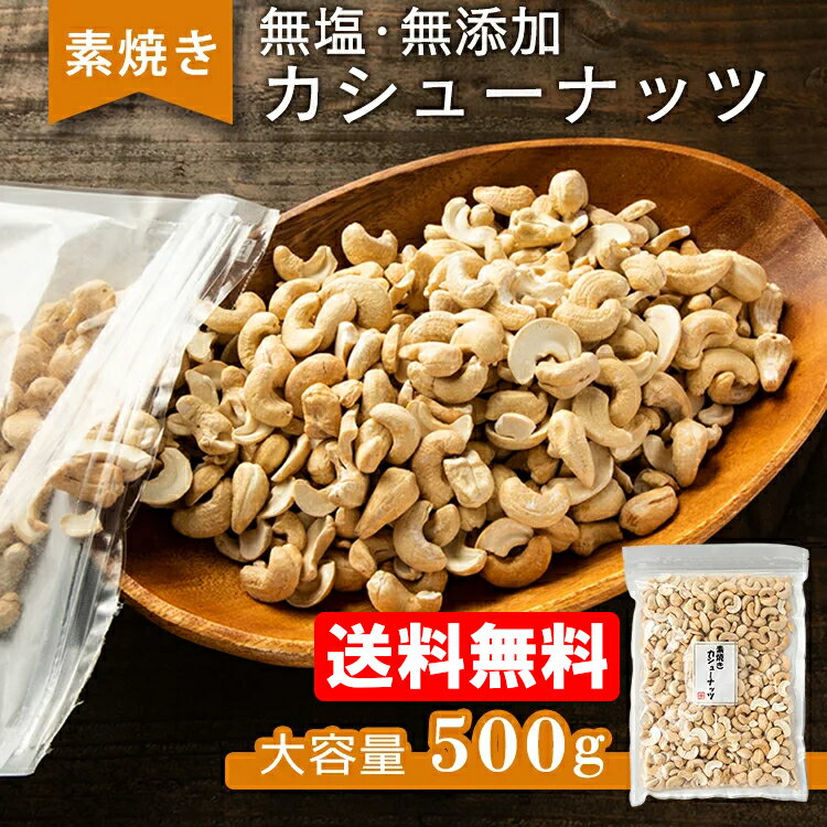 カシューナッツ 無塩 素焼き 500g 無添加 ノンオイル ナッツ 油不使用 おやつ おつまみ 宅飲み お菓子作り 素焼きナッツ 【D】 【メール便】【代金引換不可・日時指定不可】