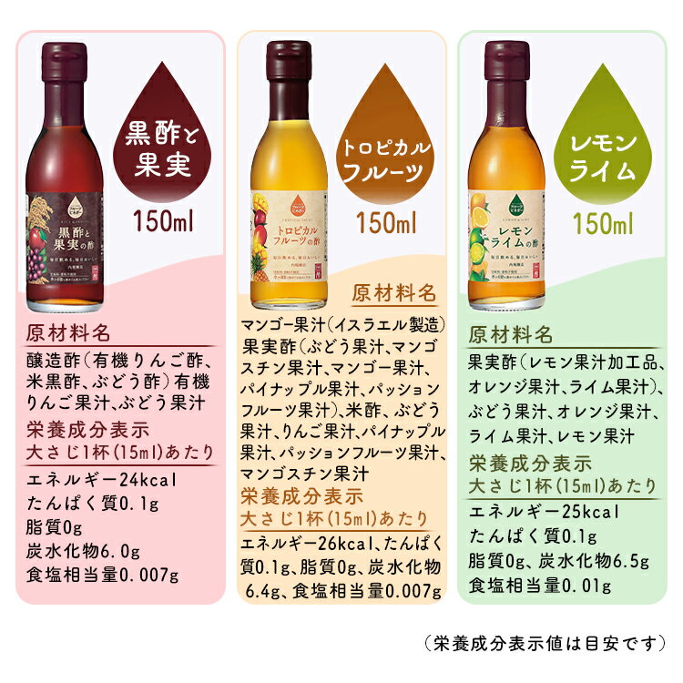 【6本セット】フルーツビネガー全種セットFV-30A内堀フルーツビネガー飲用酢りんご酢ざくろぶどうとブルーベリーレモンライム水割り炭酸割飲む酢【D】