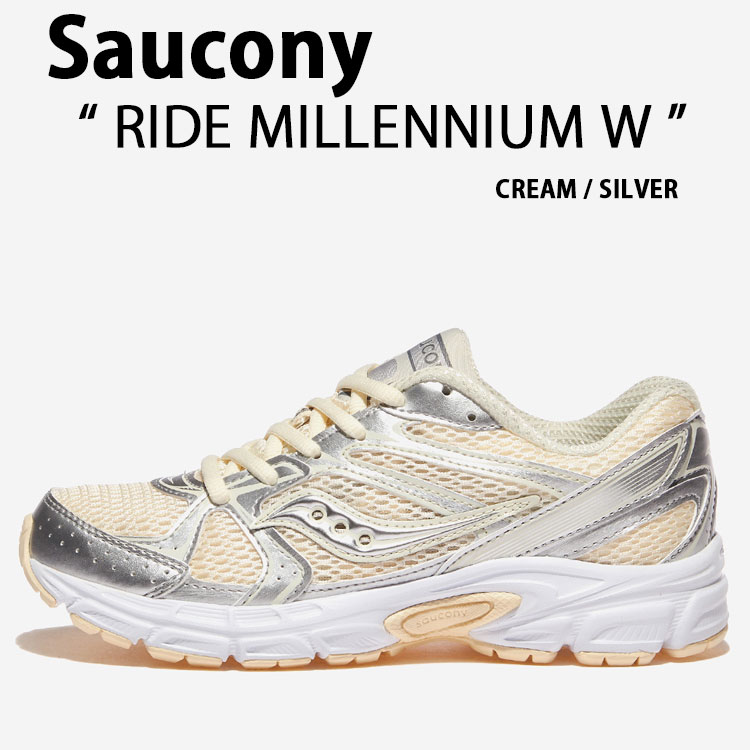 Saucony サッカニー スニーカー RIDE MILLENNIUM W S60812-2 CREAM SILVER シューズ ライド ミレニアム クリーム シルバー メンズ レディース 男性用 女性用