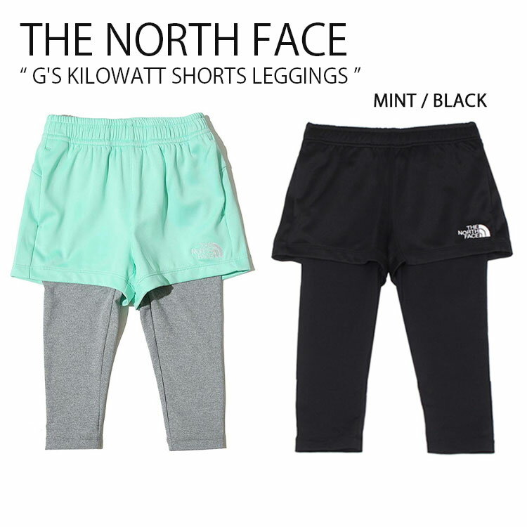 THE NORTH FACE ノースフェイス キッズ レギンス G'S KILOWATT SHORTS LEGGINGS MINT BLACK ガールズ ..