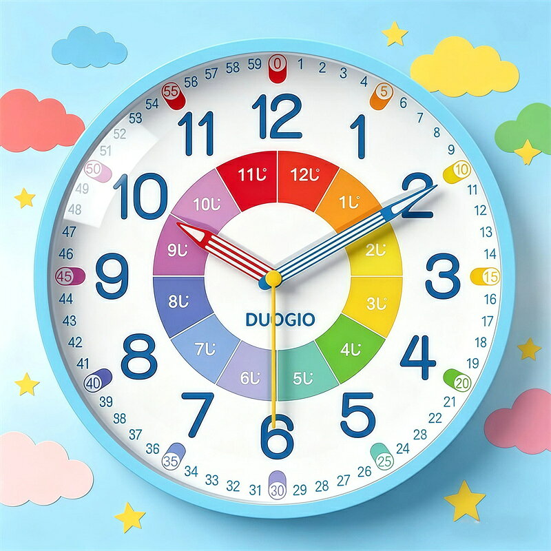 Rakuten - ＼時計で遊びながら学べる／【スタンドにも壁掛けにも】 掛け時計 知育時計 壁掛け 置き時計 壁掛け時計 時計 おしゃれ かわいい 時間管理 子供キッズ時計 アナログ時計 静音 インテリア 見やすい 幼児 学習用 ウォールクロック リビング 保育園 幼稚園 入園 寝室 部屋