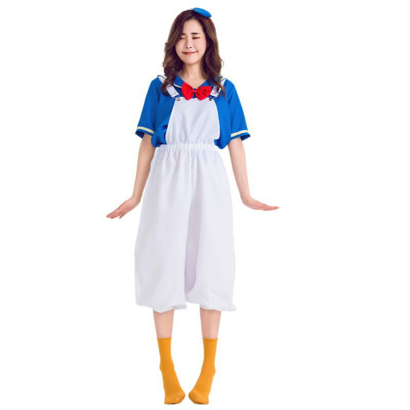【即納】＼4点セット／ハロウィン 衣装 コスプレ 衣装 コスプレ仮装 ドナルドダック コスチュームセーラー服 アヒル ダック衣装 大人 子供 レディース 女の子 かわいい 大きいサイズ アヒルちゃん 海軍 仮装 ハロウィン パーティー イベント クリスマス 学園祭 cosplay