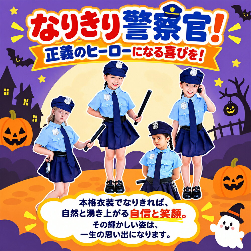 ＼クーポン価格2,950円&ポイント5倍！／ハロウィン 衣装 子供 女の子 ハロウィン コスプレ 衣装 子供 ポリス 警察官 仮装 可愛い ハロウィーン衣装 キッズ 警察官 衣装 子供 子ども ハロウィンコスチューム かわいい ハロウィンコスプレ コスチューム 警察 コスプレ こども s-life2021-10000094 S-LIFESHOP サンプル画像3