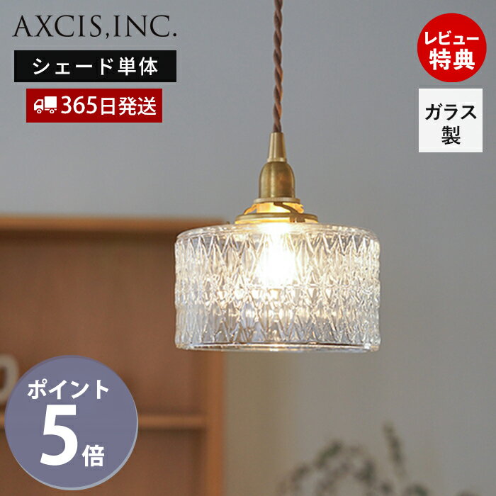 【365日出荷&当店限定特典付】ガラスシェード ダイヤ柄 照明 パーツ 型吹き 硝子 ランプ ペンダント おしゃれ 引掛シーリング インテリア 天井照明 吊り下げ クリア ライト 透明感 キラキラ 立体 単品 TE843 アクシス axcis