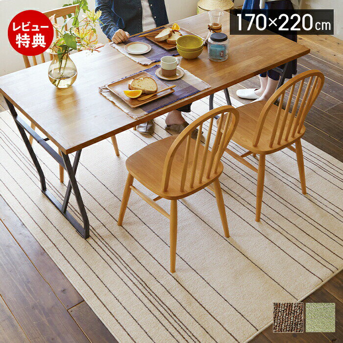 Rakuten - 【当店限定特典付】ラグ 洗える ラグマット 170×220 2畳 床暖房 オールシーズン ホットカーペット対応 長方形 おしゃれ 北欧 滑り止め 角型 ウォッシャブル ダイニング アイボリー グリーン ブラウン スミノエ ワイヤーライン