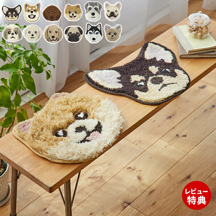 Rakuten - 【当店限定特典付】ラグマット 洗える ラグ チェアパッド 壁掛けラグ 一人用 イヌ 犬 アニマル柄 おしゃれ かわいい 人気 日本製 防ダニ ウォッシャブル 滑り止め 床暖房 ホットカーペット対応 ネコカオ イヌカオ スミノエ