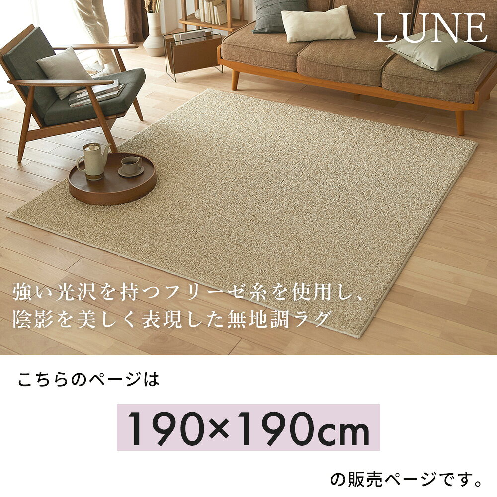 【豪華特典2個付き】ラグ ラグマット 日本製 国産 190×190 2畳 カーペット 正方形 厚手 消臭 防炎 床暖房 ホットカーペット対応 無地 シンプル おしゃれ 滑り止め リビング 寝室 ベージュ ブルーグレー モーヴ オリーブ ルネ [2]