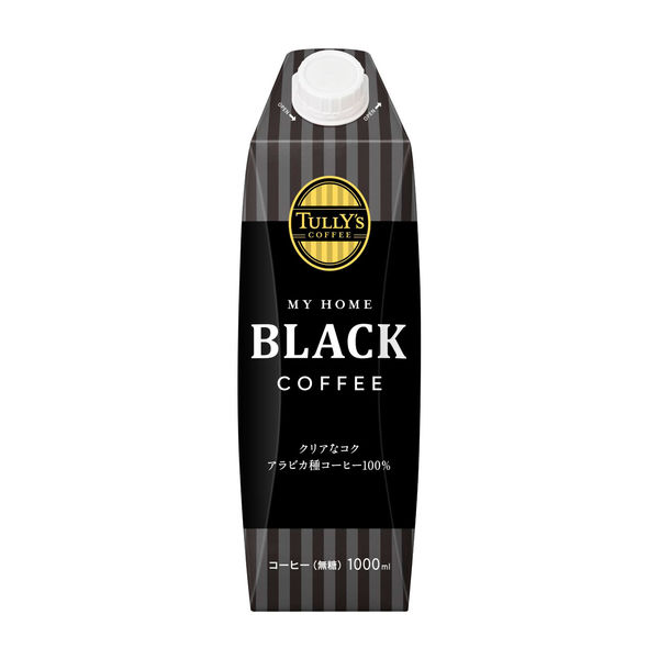 伊藤園 TULLY’S COFFEE MY HOME BLACK COFFEE 紙パック 屋根型キャップ付容器 1000ml ×6本（1ケース）