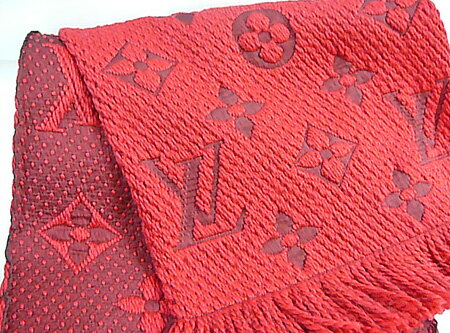 ≪新品≫ LOUIS VUITTON ルイヴィトン モノグラム マフラー エシャルプ・ロゴマニア ルビー 赤 M72432 LV箱でのラッピング