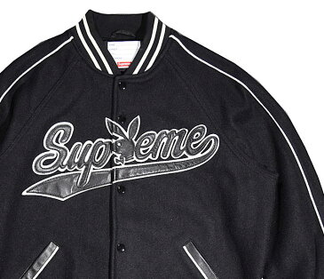 【キャッシュレス5%還元対象】≪新品≫ 17FW Supreme / Playboy Wool Varsity Jacket シュプリーム　ジャケット 黒 Mサイズ