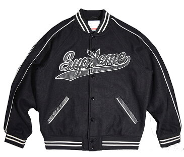 【キャッシュレス5%還元対象】≪新品≫ 17FW Supreme / Playboy Wool Varsity Jacket シュプリーム　ジャケット 黒 Mサイズ