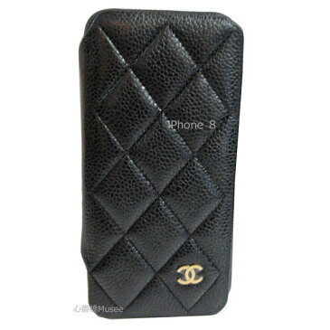 ≪新品≫ CHANEL シャネル 19春夏プレコレクション クラッシックケース 手帳型 携帯ケース iphone7 8 A83566 B00227 C3906 キャビアスキン 黒 ブラック×ゴールド金具 二つ折り スマホケース マトラッセ 箱 リボン ラッピング