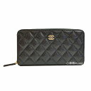 シャネル ≪新品≫CHANEL シャネル マトラッセ ジップ ウォレット 長財布 キャビアスキン ゴールド金具 AP0242 黒 ブラック 背面ポケット付 グレインド カーフスキン ラウンドファスナー 箱 リボン