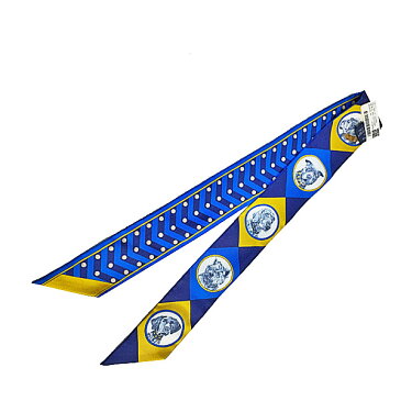 ≪新品≫エルメス ツイリー 「 colliers et chiens / 首輪と犬 」 BLUE ROY/GOLD/MARINE ブルーロイ/ゴールド/マリーヌ ミニ スカーフ 箱 リボン ラッピング ブルー