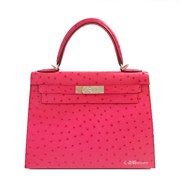 ≪新品≫HERMES エルメス ケリー 28 外縫い オーストリッチ ローズティリアン シルバー金具 Y刻印 HERMES Kelly 28 Ostrich Rose Tyrien Silver hardwere