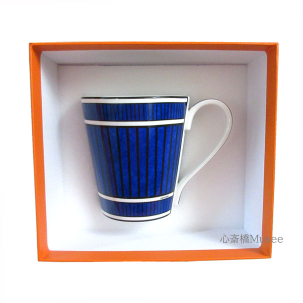 ≪新品≫HERMES エルメス マグカップ ブルー ダイユール 箱 リボンのラッピング 食器 プレゼントにのサムネイル