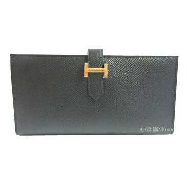 ≪ 新品 ≫ HERMES　エルメス　ベアンスフレ エプソン 黒 ゴールド金具 箱 リボン ラッピング U刻印 HERMES Bearn Souffle Epson　 Black Gold Backle