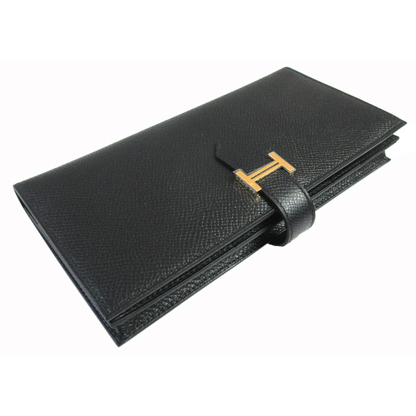 ≪ 新品 ≫ HERMES　エルメス　ベアンスフレ エプソン 黒 ゴールド金具 箱 リボン ラッピング U刻印 HERMES Bearn Souffle Epson　 Black Gold Backle