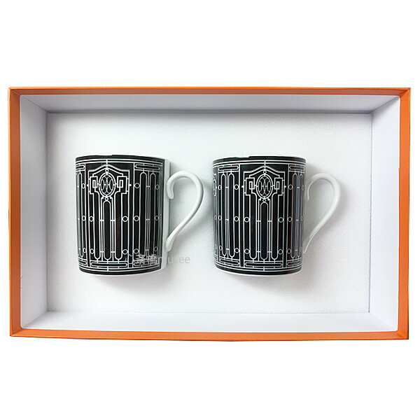 ≪新品≫ HERMES エルメス マグカップ　ペア　Hデコ　シリーズ 300ml HERMES　Magu Hdeco pair Black / White 2客 セット プレゼント ブラック / ホワイト 黒 白