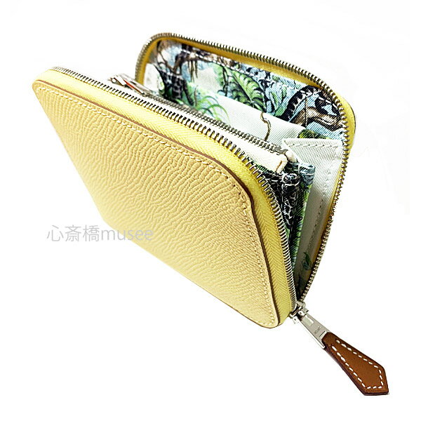 ≪新品≫エルメス アザップ シルクイン コンパクト ラウンドファスナー ミニ財布 ジョーヌブッサン 赤道直下 エプソン シルク シルバー金具 HERMES Wallet Azap Silkin Compact Jaune Poussin " EQUATEUR " 箱 ラッピングのサムネイル