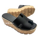 ≪ 新品 ≫ エルメス エズ 30 サンダル 38 レザー コルク ラバーソール ブラック 黒 HERMES Eze 30 sandal size 38 H Black 箱 リボン ラッピング オラン