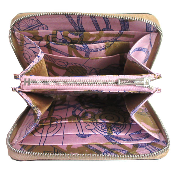 ≪Brand new≫ HERMES Wallet Azappe Silkin Compact Chai Mauve Sylvestre Cliqueti...