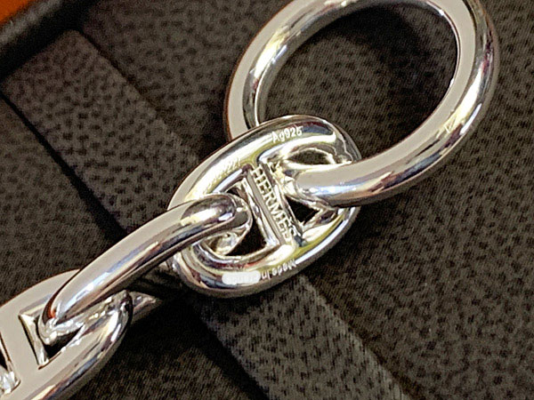 ≪Brand new≫ HERMES Chaine d'ancre bracelet MM 16 links Silver SV925 Box Ribbo...