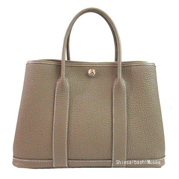 ≪ 新品 ≫ HERMES エルメス ガーデンパーティー 30 TPM ネゴンダ オールレザー 型押し エトゥープ エトープ W刻印　≪Brand new≫ HERMES Garden Party 30 TPM Negonda Etoupe All leather