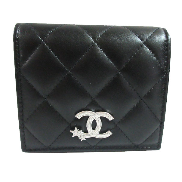 ≪Brand new≫CHANEL Mini Small Wallet Black Silver Hardware Star Big CC Mark ≪ ...
