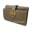 ≪Brand new≫ Hermes Bearn Mini Etoupe Gold Hardware Epsom Box Ribbon Wrapping Min...