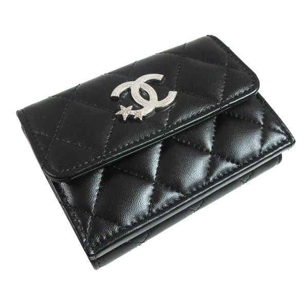 ≪Brand new≫ CHANEL Small Flap Wallet Black Silver BIG CC Mark Star ≪新品≫シャ...