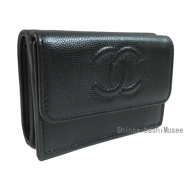 B, F, H, J, P, W - ≪Brand New≫ CHANEL Small flap wallet black CC mark stitch box ribbon gift wrapping ≪新品≫シャネル スモール フラップ ウォレット 財布 ブラック 黒 CCマーク ステッチ AP4655 B20633 94305 箱 リボン ラッピング